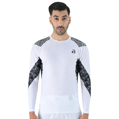 2BOLD White Jiu Jitsu Long Sleeve Spandex Rash Guard Men