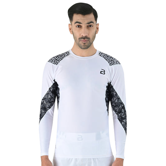 2BOLD White Jiu Jitsu Long Sleeve Spandex Rash Guard Men