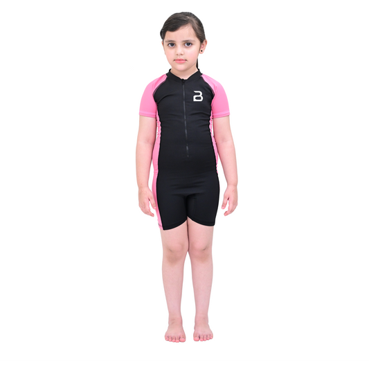 2Bold Pink Kids Swim Suit with Zipper – Quick-Dry UV Swim Shirt for Boys & Girls