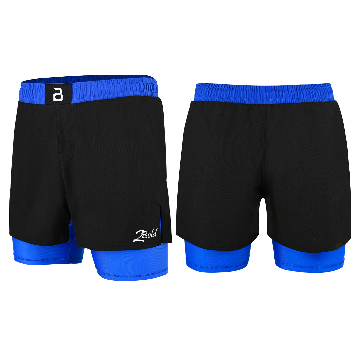 2BOLD Men’s Blue Compression Lined Workout Shorts – MMA, Gym, Running