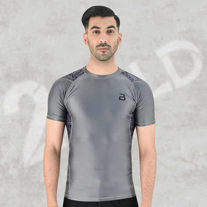 2BOLD Men’s Grey No-Gi Jiu Jitsu Rash Guard | BJJ & MMA Performance Top