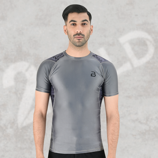 2BOLD Men’s Grey No-Gi Jiu Jitsu Rash Guard | BJJ & MMA Performance Top
