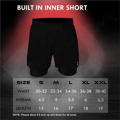 2BOLD Men’s Black Compression Lined Workout Shorts – MMA, Gym, Running