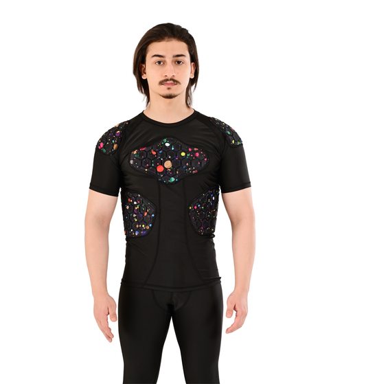 Adult Combat Sports Padded Compression Shirt for Football, Basketball, Lacrosse – Chest & Rib Protector for Combat Sports