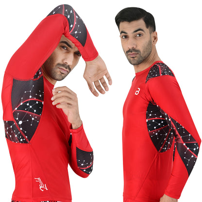 2BOLD Red Long Sleeve Swim Shirt For Men