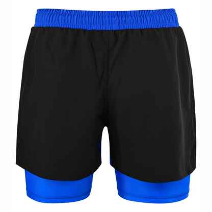 2BOLD Youth Blue Black Hybrid Athletic Shorts | Compression Lined Boys Sports Shorts