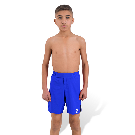 Youth MMA Blue Grappling Shorts – Kids BJJ No-Gi Fight Shorts for Training & Competition