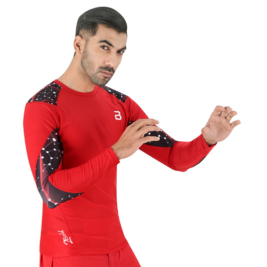 2BOLD Red Long Sleeve Swim Shirt For Men