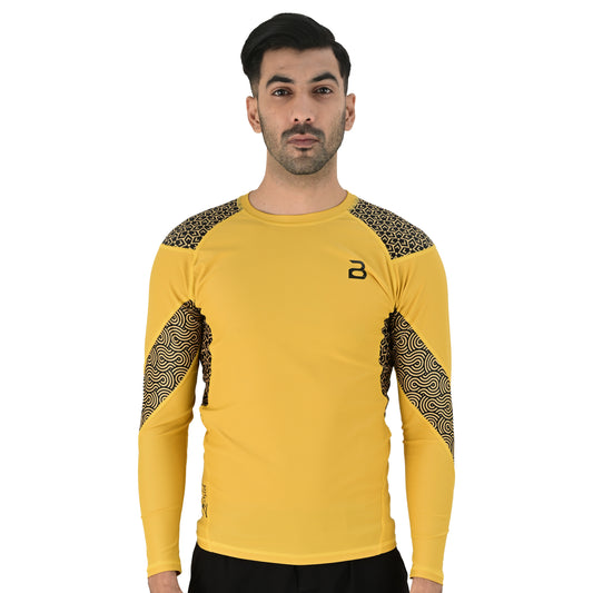 2BOLD Men’s Yellow Long Sleeve BJJ Rash Guard Swim Shirt