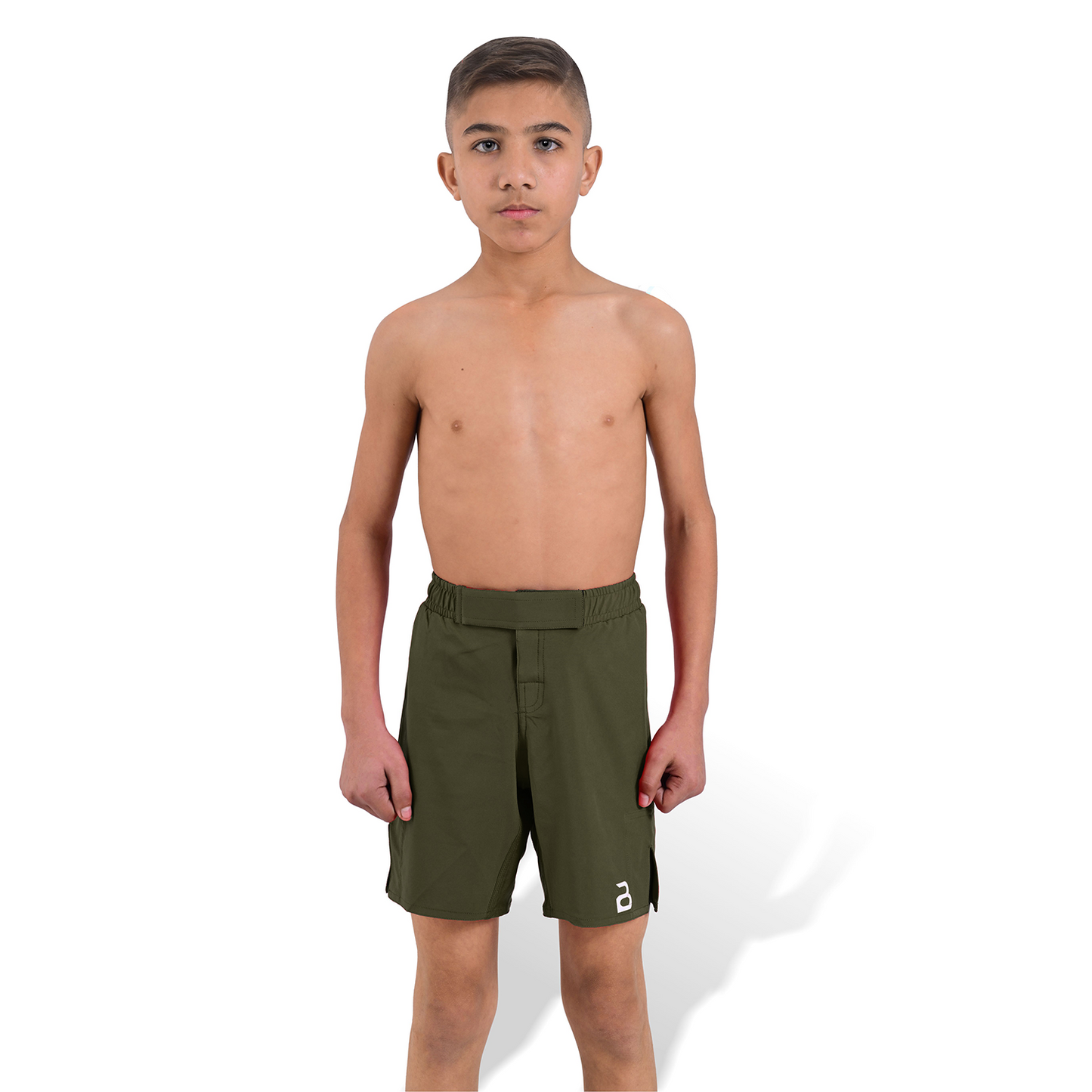 Youth MMA Green Grappling Shorts – Kids BJJ No-Gi Fight Shorts for Training & Competition