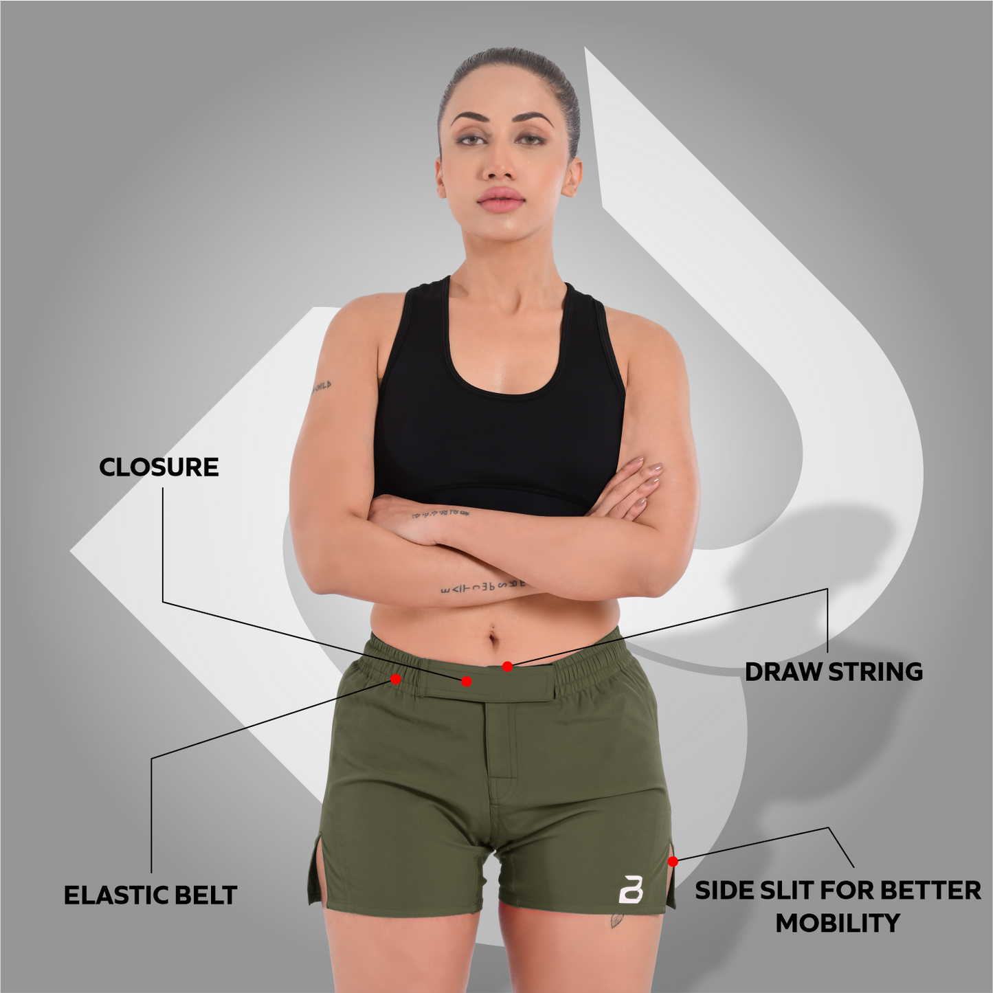 2BOLD Green Women’s MMA Grappling Shorts – BJJ, No-Gi, Muay Thai, Yoga, Training & Workout Shorts