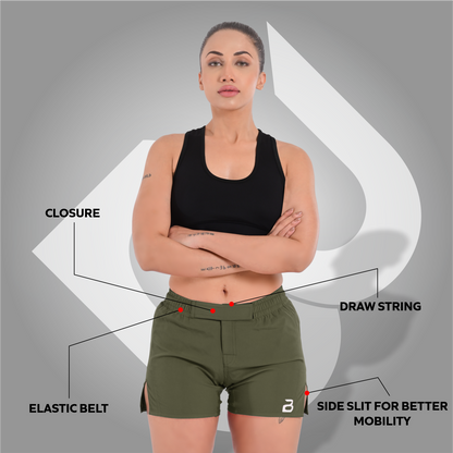 2BOLD Green Women’s MMA Grappling Shorts – BJJ, No-Gi, Muay Thai, Yoga, Training & Workout Shorts