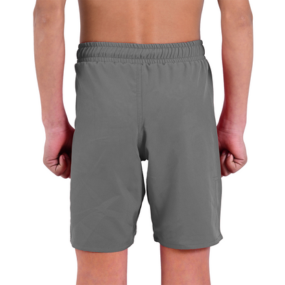 Youth MMA Grey Grappling Shorts – Kids BJJ No-Gi Fight Shorts for Training & Competition