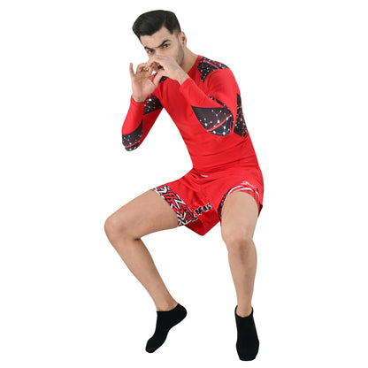 2BOLD Red Long Sleeve Swim Shirt For Men