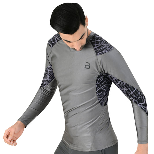 2BOLD Grey Men’s No Gi Jiu Jitsu Rashguard Shirt For Men