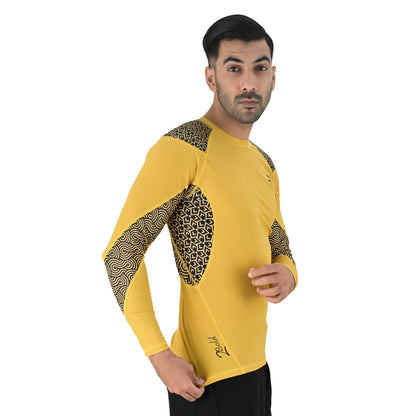 2BOLD Men’s Yellow Long Sleeve BJJ Rash Guard Swim Shirt