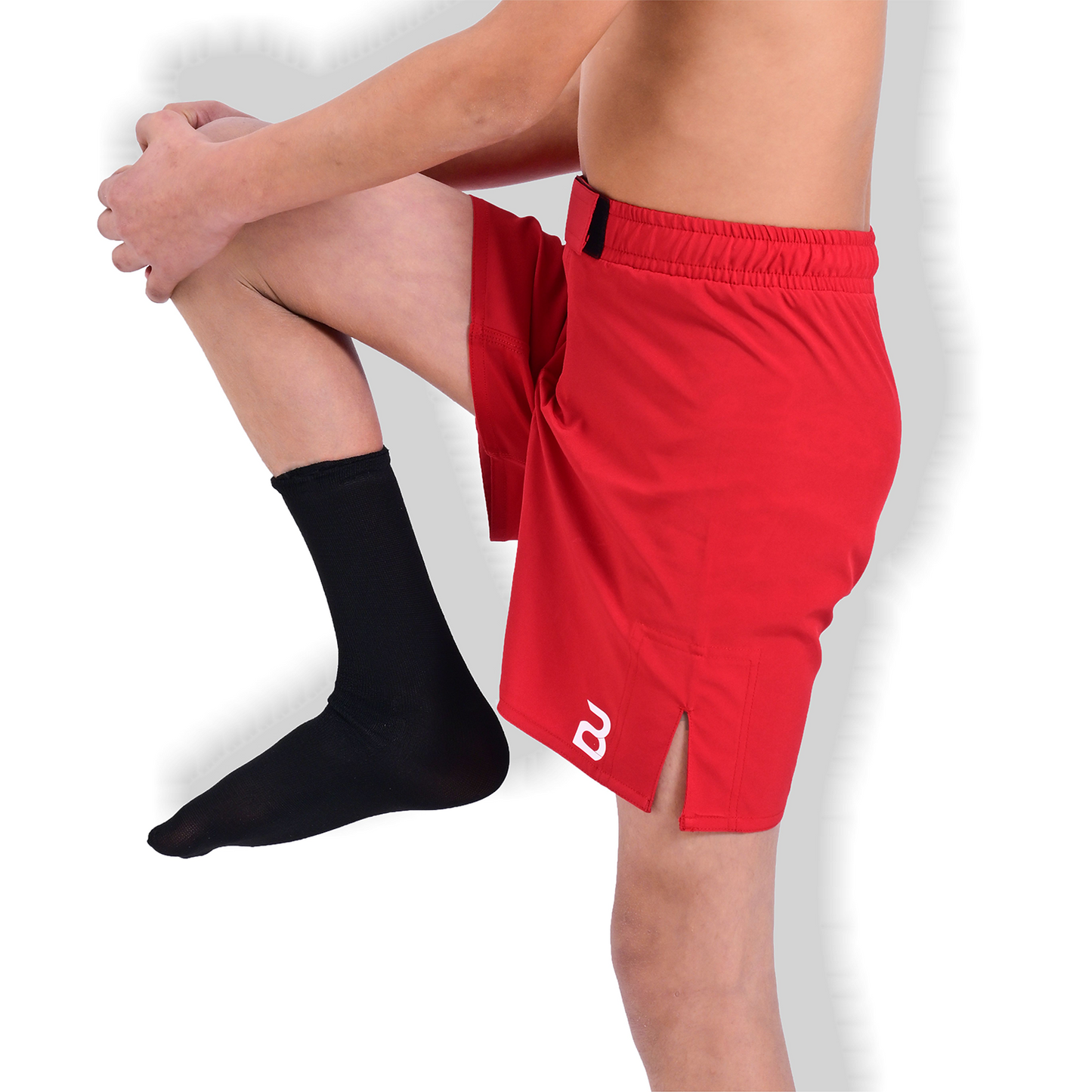 Youth MMA Red Grappling Shorts – Kids BJJ No-Gi Fight Shorts for Training & Competition
