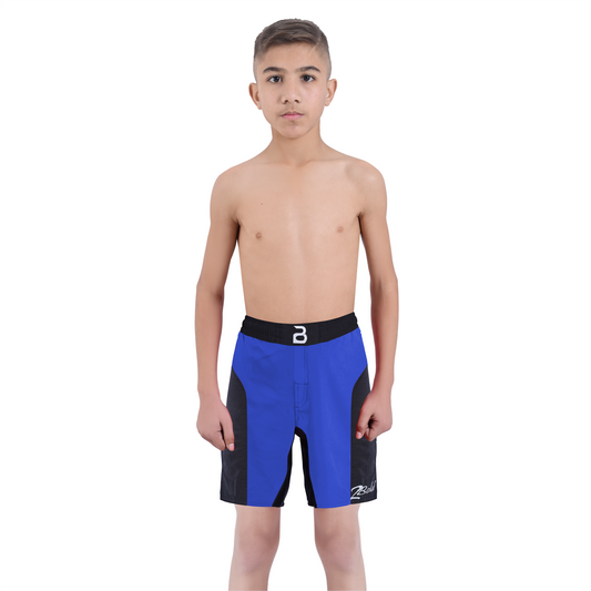 Youth Mma Blue\Black Shorts – Kids BJJ No-Gi Fight Shorts for Training & Competition