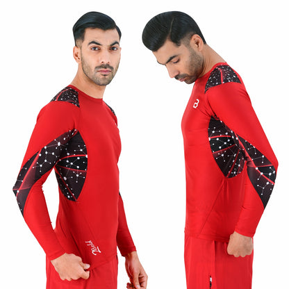 2BOLD Red Long Sleeve Swim Shirt For Men