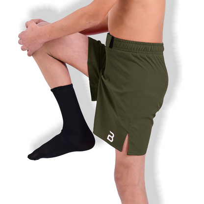 Youth MMA Green Grappling Shorts – Kids BJJ No-Gi Fight Shorts for Training & Competition