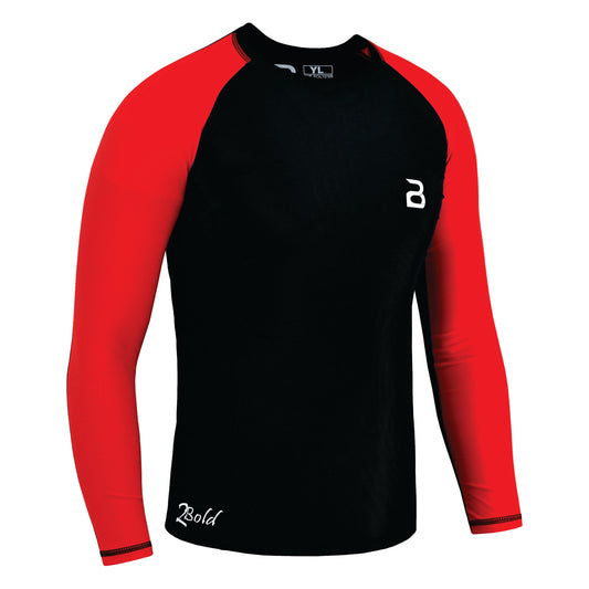 2Bold Black-Red Kids BJJ Rash Guard