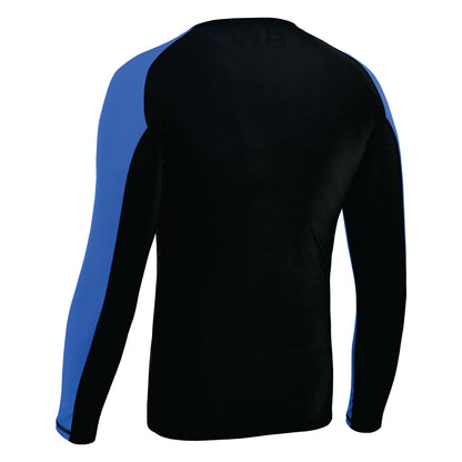 2Bold Black-Blue Kids BJJ Rash Guard - Youth No-Gi MMA Grappling Compression Shirt