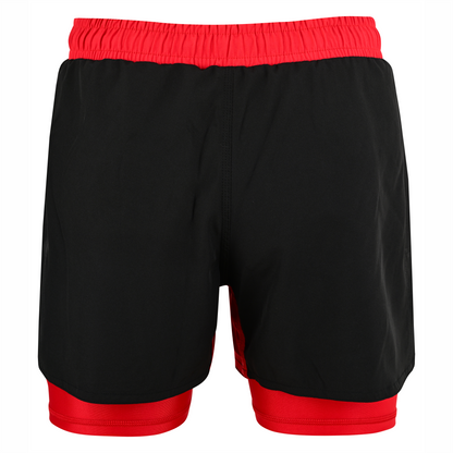 2BOLD Youth Red Black Hybrid Athletic Shorts | Compression Lined Boys Sports Shorts