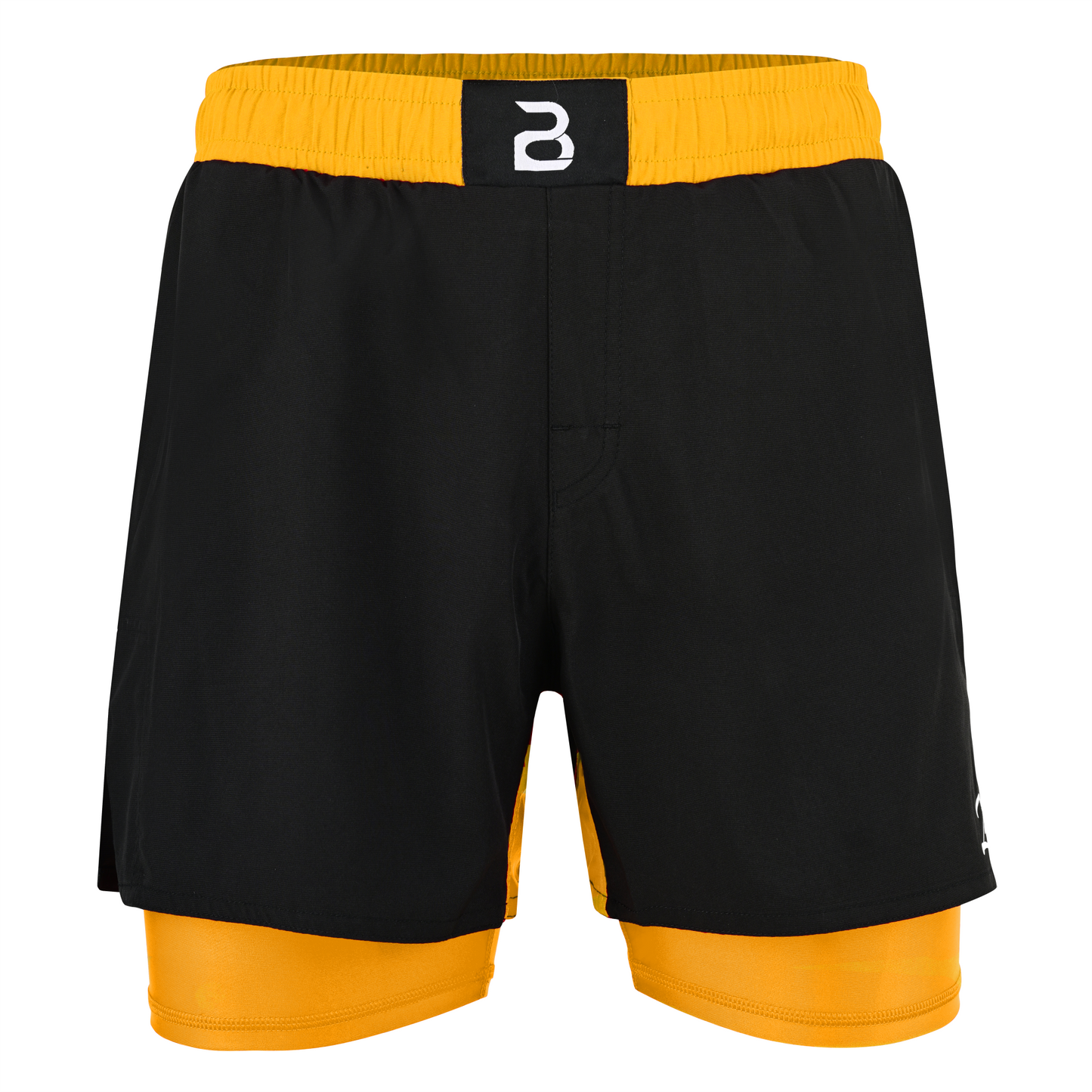 2BOLD Youth Yellow Black Hybrid Athletic Shorts | Compression Lined Boys Sports Shorts