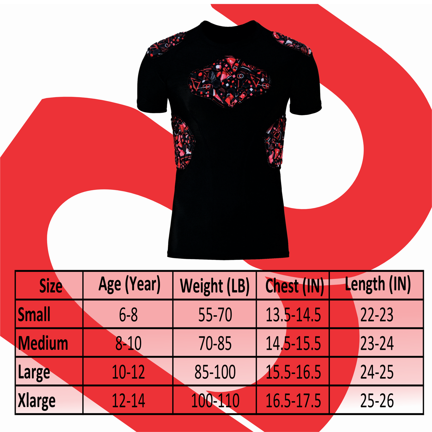 Black Kids Padding padding Shirt Red Black