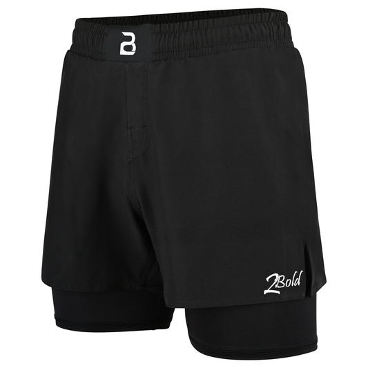 2BOLD Youth Black Hybrid Athletic Shorts | Compression Lined Boys Sports Shorts