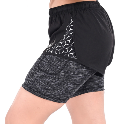 2Bold Black Women’s 2-in-1 Running & MMA Training Shorts – Compression Liner With Phone Pockets