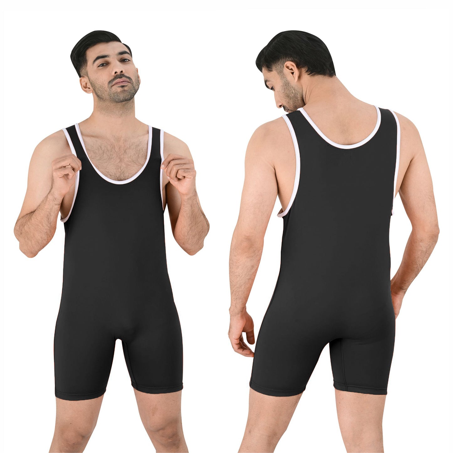 2Bold Simple Black Wrestling Singlet for Men – BJJ, MMA, No-Gi, Grappling Compression Suit