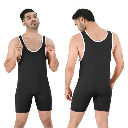 2Bold Simple Black Wrestling Singlet for Men – BJJ, MMA, No-Gi, Grappling Compression Suit