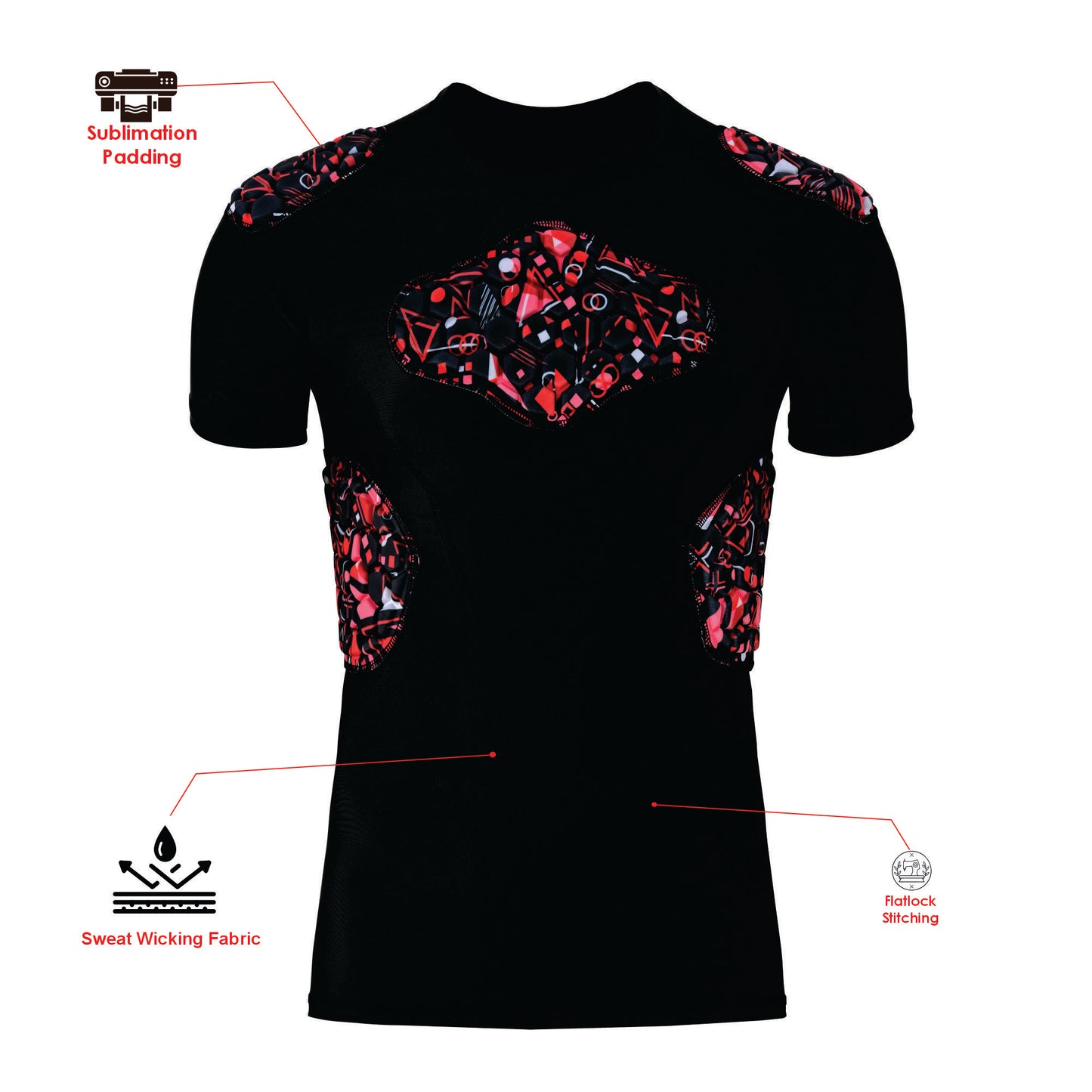 Black Kids Padding padding Shirt Red Black