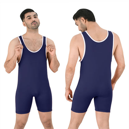 2Bold Simple Blue Wrestling Singlet for Men – BJJ, MMA, No-Gi, Grappling Compression Suit