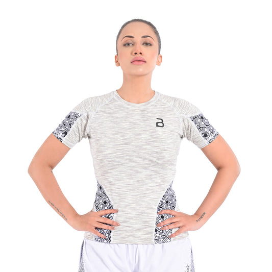 2Bold White Women’s Rash Guard –Long Sleeve Compression Shirt for MMA, BJJ, Yoga, Surf, Running & Gym Training Women Half sleeve Rash guard