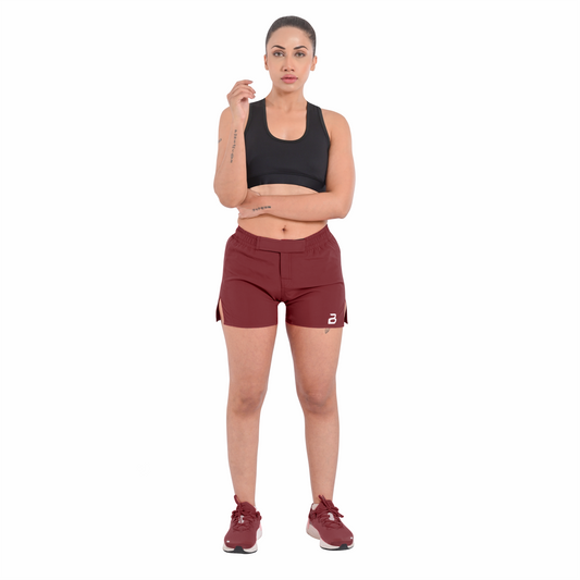 2BOLD Burgundy Women’s MMA Grappling Shorts – BJJ, No-Gi, Muay Thai, Yoga, Training & Workout Shorts
