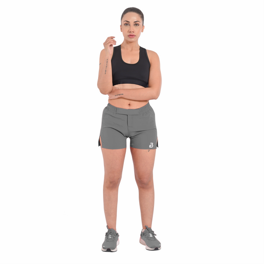 2BOLD Gray Women’s MMA Grappling Shorts – BJJ, No-Gi, Muay Thai, Yoga, Training & Workout Shorts