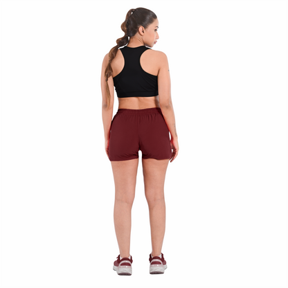 2BOLD Burgundy Women’s MMA Grappling Shorts – BJJ, No-Gi, Muay Thai, Yoga, Training & Workout Shorts