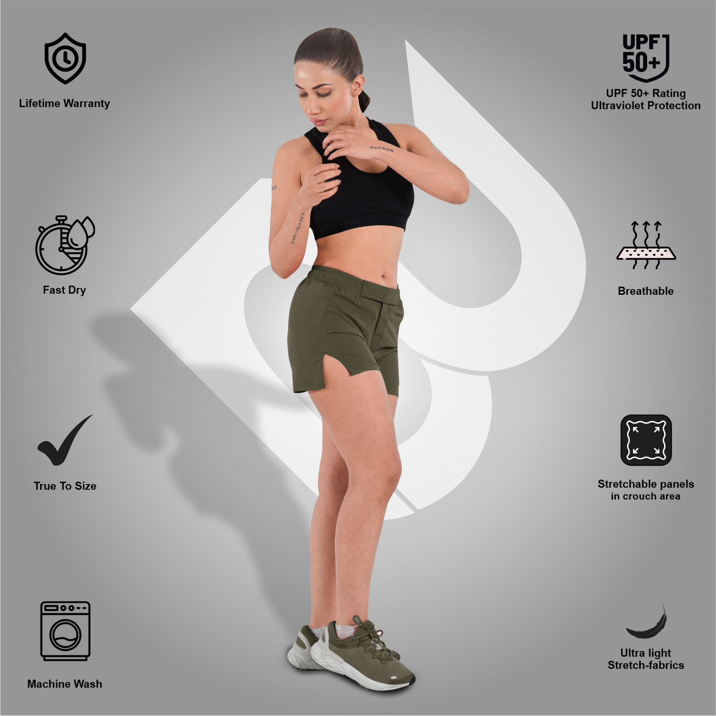 2BOLD Green Women’s MMA Grappling Shorts – BJJ, No-Gi, Muay Thai, Yoga, Training & Workout Shorts