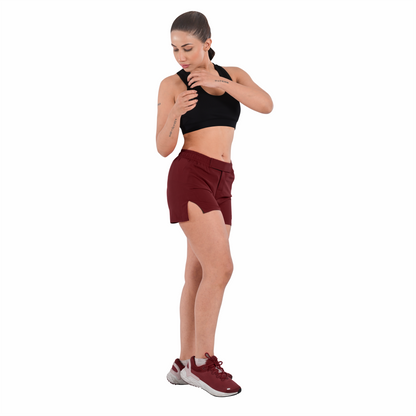 2BOLD Burgundy Women’s MMA Grappling Shorts – BJJ, No-Gi, Muay Thai, Yoga, Training & Workout Shorts