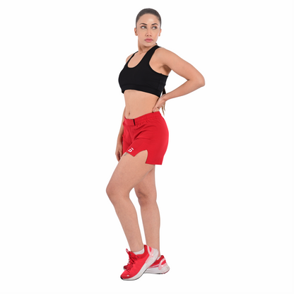2BOLD Red Women’s MMA Grappling Shorts – BJJ, No-Gi, Muay Thai, Yoga, Training & Workout Shorts