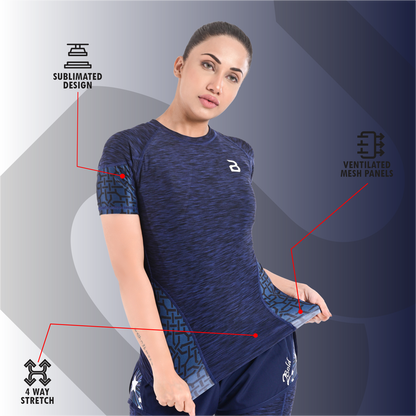 2Bold Blue Women’s Rash Guard –Long Sleeve Compression Shirt for MMA, BJJ, Yoga, Surf, Running & Gym Training Women Half sleeve Rash guard