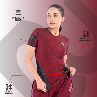2Bold Maroon Women’s Rash Guard –Long Sleeve Compression Shirt for MMA, BJJ, Yoga, Surf, Running & Gym Training Women Half sleeve Rash guard