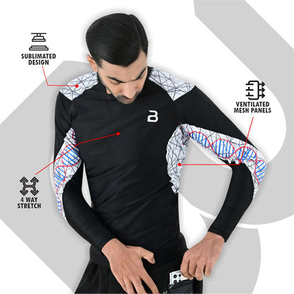 2BOLD Men Black MMA Long Sleeve Rash Guard