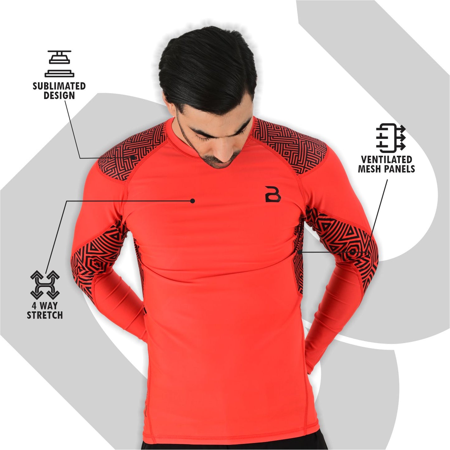 2BOLD Orange No Gi Jiu Jitsu Rash Guard For Men
