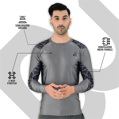 2BOLD Grey Men’s No Gi Jiu Jitsu Rashguard Shirt For Men