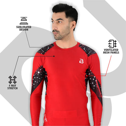 2BOLD Red Long Sleeve Swim Shirt For Men