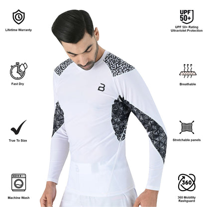 2BOLD White Jiu Jitsu Long Sleeve Spandex Rash Guard Men