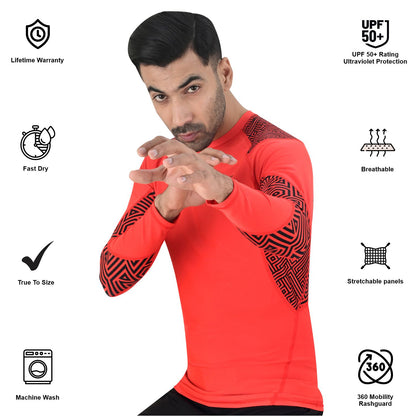 2BOLD Orange No Gi Jiu Jitsu Rash Guard For Men